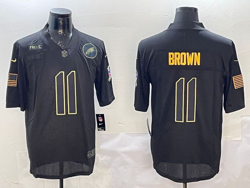 Men Philadelphia Eagles #11 Brown Black 2025 Nike Salute to Service Limited NFL Jersey style 7->philadelphia eagles->NFL Jersey